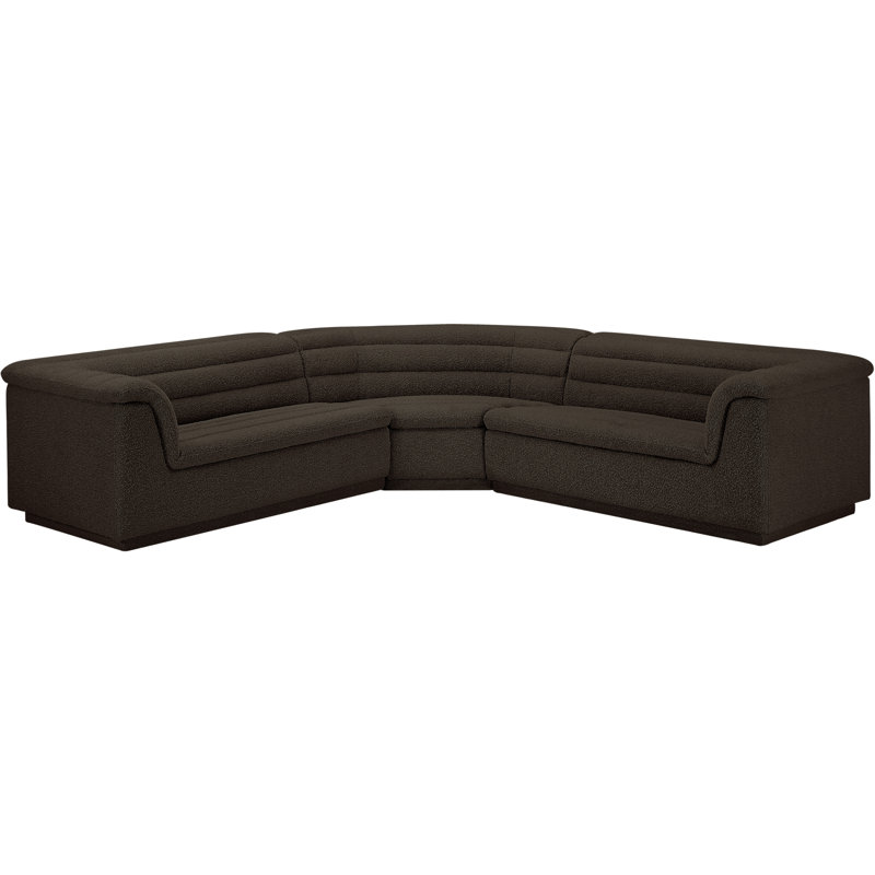 Canapé modulaire rembourré 148 po Iyon, Tissu brun bouclé