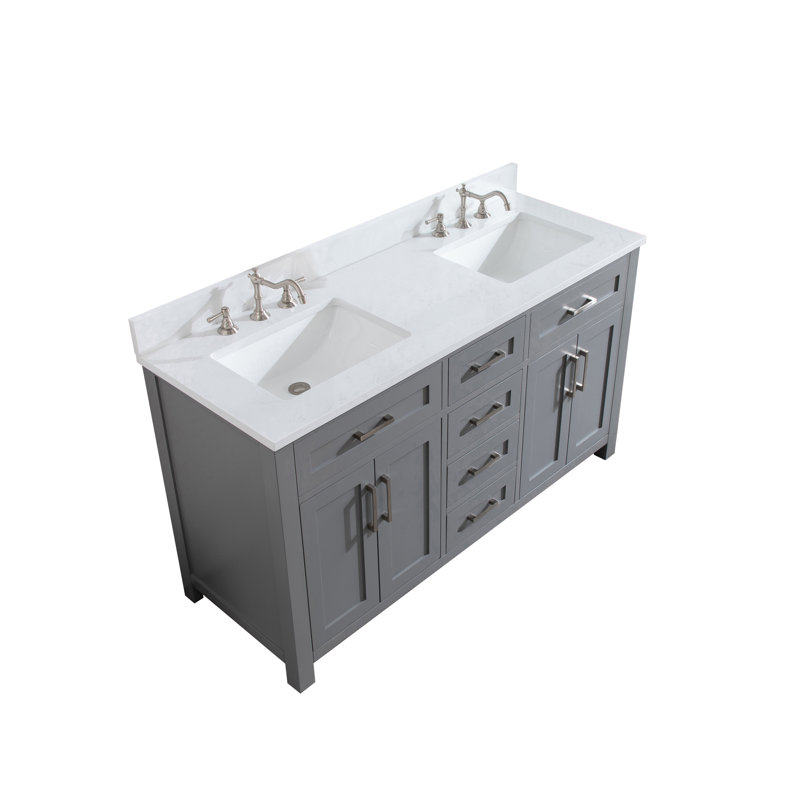 Ensemble de meuble-lavabo double 60 po, Gris