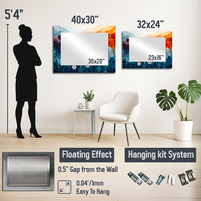 «Fantasy Field Of Ranunculus Flowers II», art mural miroir décoratif floral, imprimé sur métal, 24 po x 32 po
