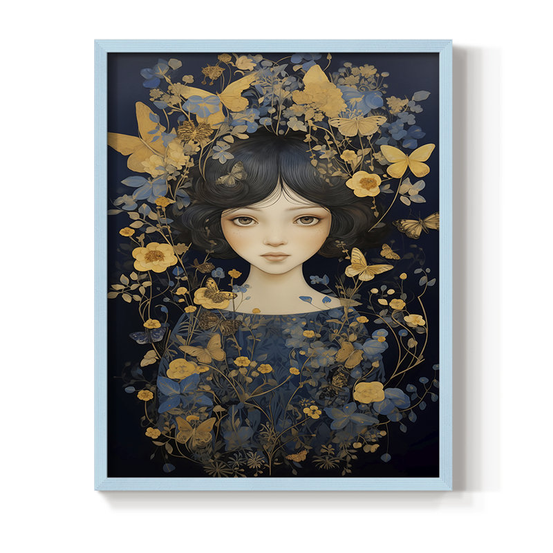 «WOMEN Series M III», reproduction encadrée - bois massif, H 11 po x l 9 po, Bleu