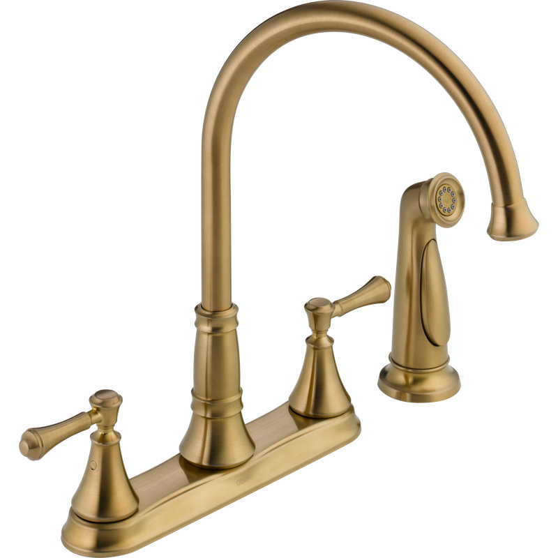 Cassidy Double Handle Kitchen Faucet with Side Spray, Brilliance Champagne Bronze