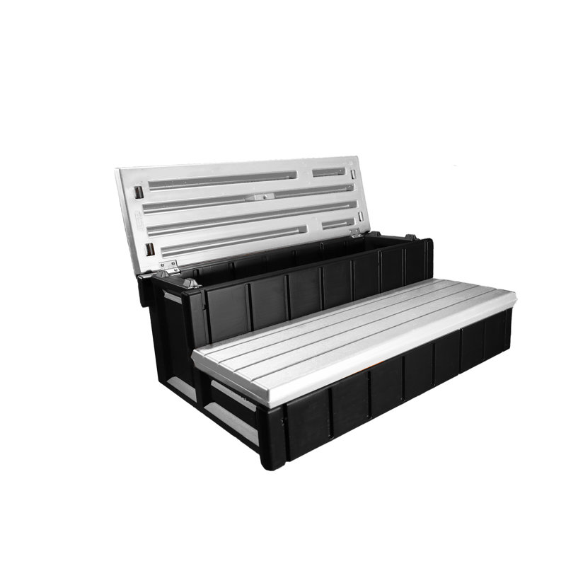 Gray and Black Resin Spa Storage Step with 300lb Capacity