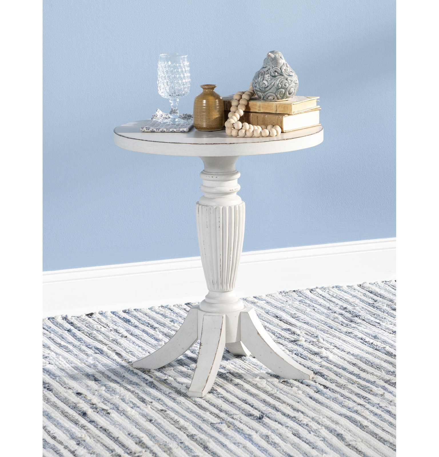 Country Living Round End Table, White