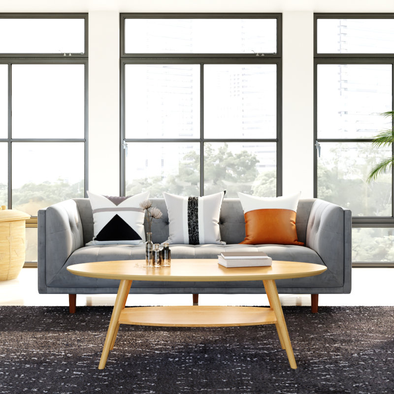 George 82'' Velvet Sofa, Platinum Gray Velvet