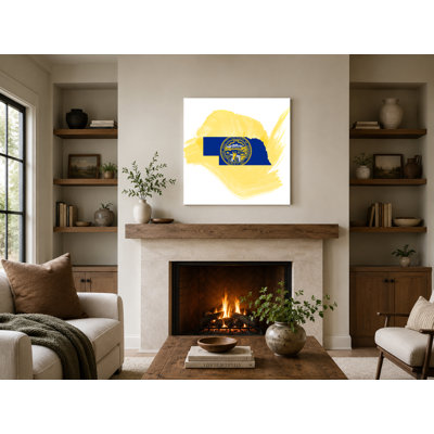 Nebraska State Flag Map — Square Canvas Wall Art