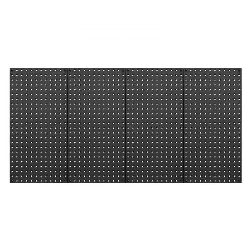 Panneaux perforés métalliques, 61 x 30 cm, 4 panneaux, organisateur mural robuste avec accessoires, noir