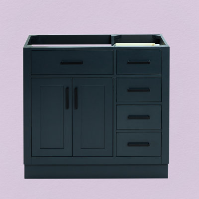 Osoria 36'' Solid Wood Single Bathroom Vanity Base Only, Left Offset Base Cabinet without Top