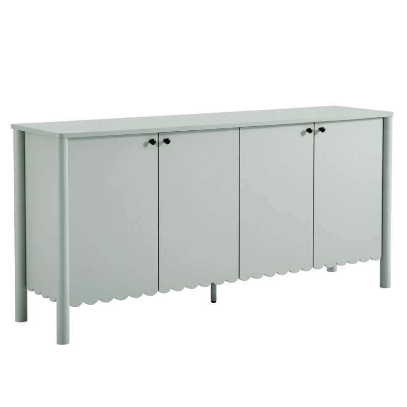Emmeline 66" 4-Door Scalloped Sideboard Cabinet, Sage