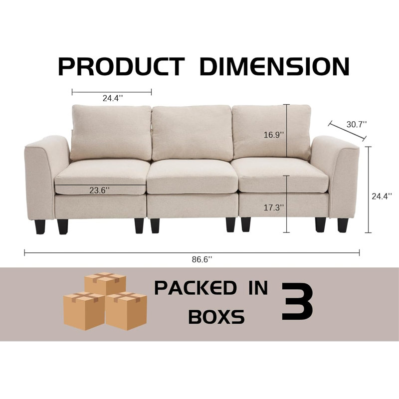 Modular Sectional Couch With Foldable Side Table/USB Port For Apartment