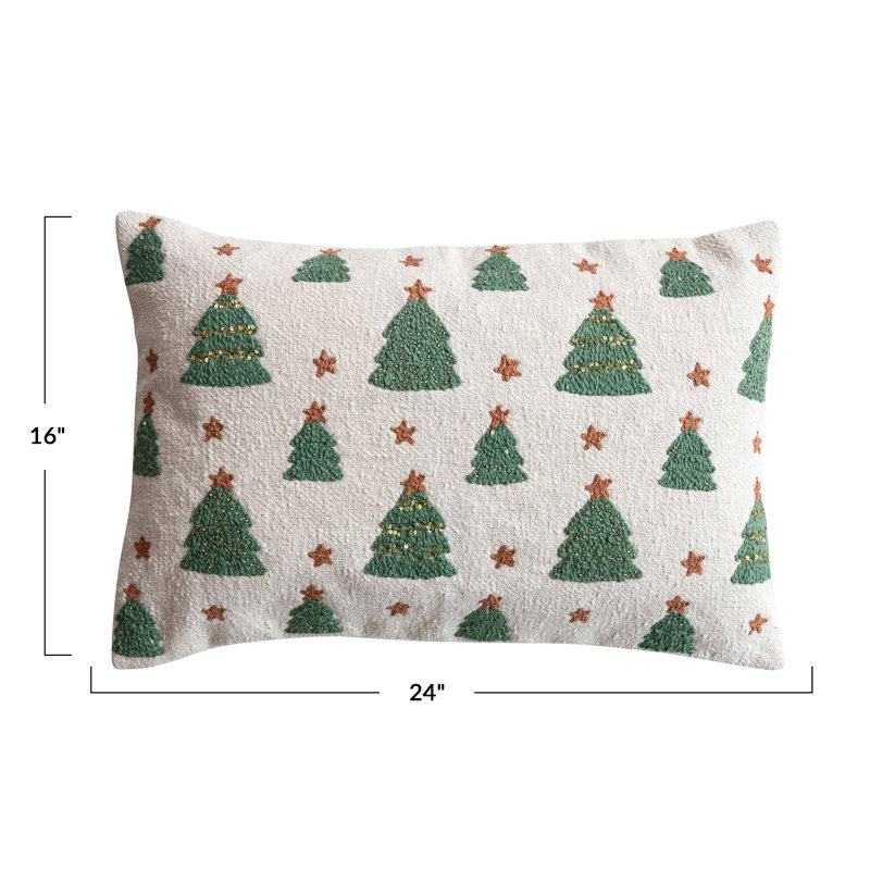Coussin lombaire en coton brodé Artisan