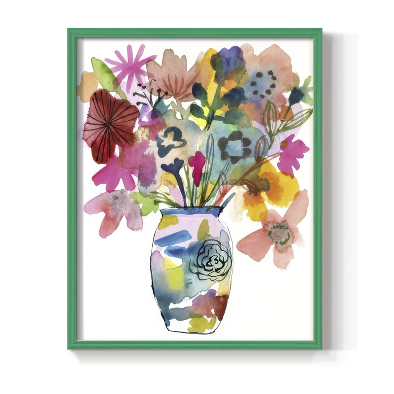 Linear Bouquet I, reproduction encadrée - bois massif, H 30 po x l 24 po, Vert