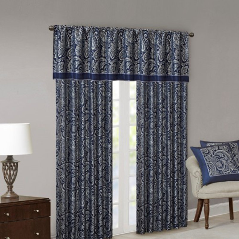 Jacquard Window Valance 50x18", Navy