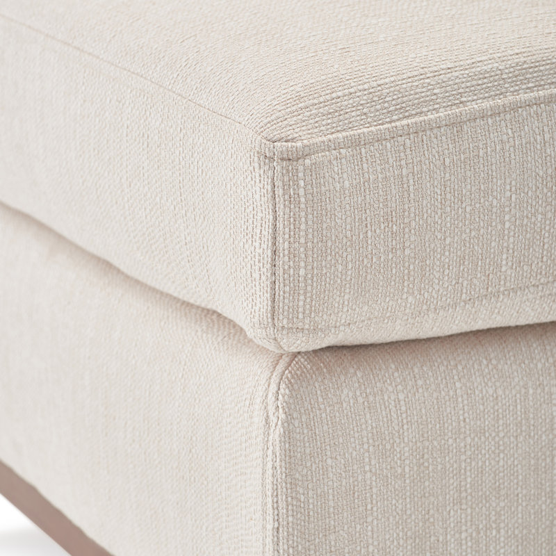 Maxwell Ivory Square Ottoman with Light Wood Legs