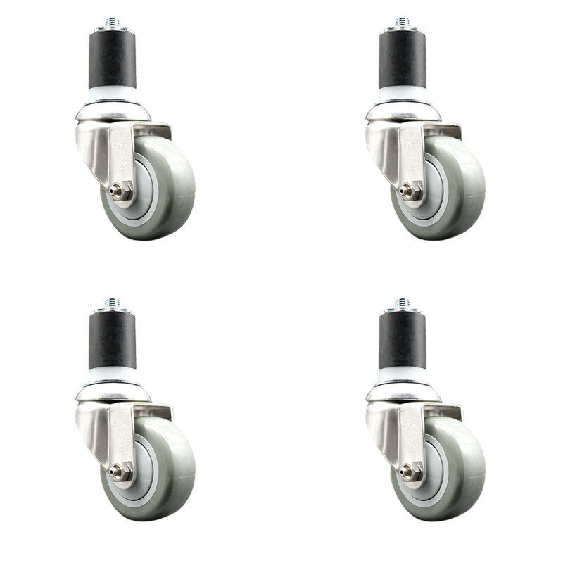 Ensemble de roulettes extensibles en polyuréthane pivotant, H 5 po x l 5 po, Noir
