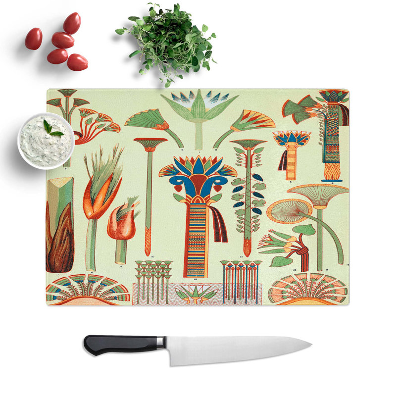 Glass Egyptian Flowers by Owen Jones Chopping Board, 39 cm W x 28.5 cm L