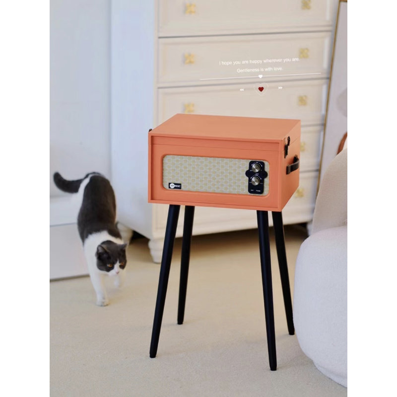 Arkrocket Discovery Bluetooth Record Player Stand with 3-Speed Turntable, Orange