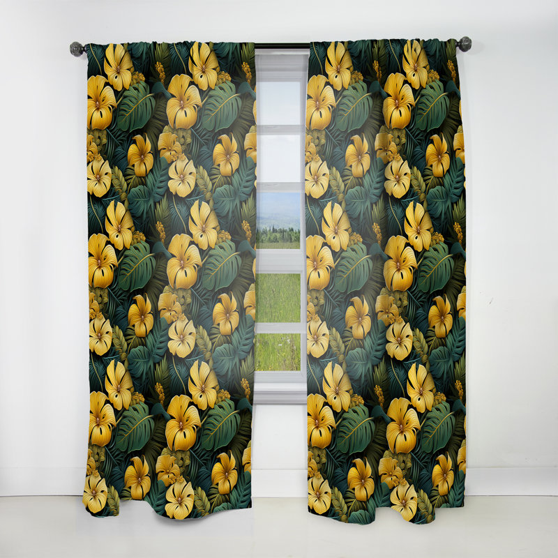 Monstera - motif tropical magique IV - Rideau floral - Rideau floral obscurcissant - 1 panneau, L 52 po x L 63 po