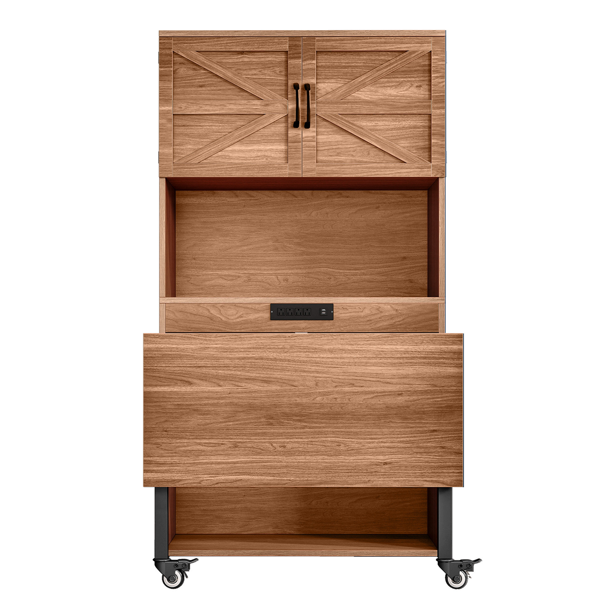 Balconera Expandable Crafting Sewing Table With Storage Cabinet And Power Outlets