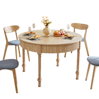 47.24'' Farmhouse Round Dining Table With Drawer