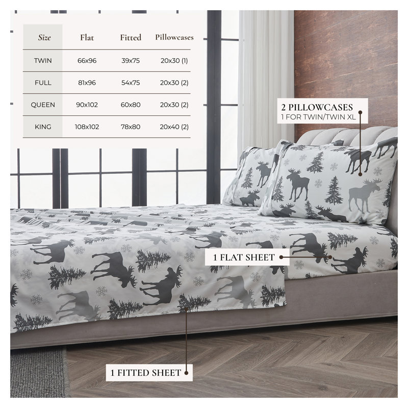 Ultra Soft Lodge Printed Microfiber Sheet Set, King, Moose