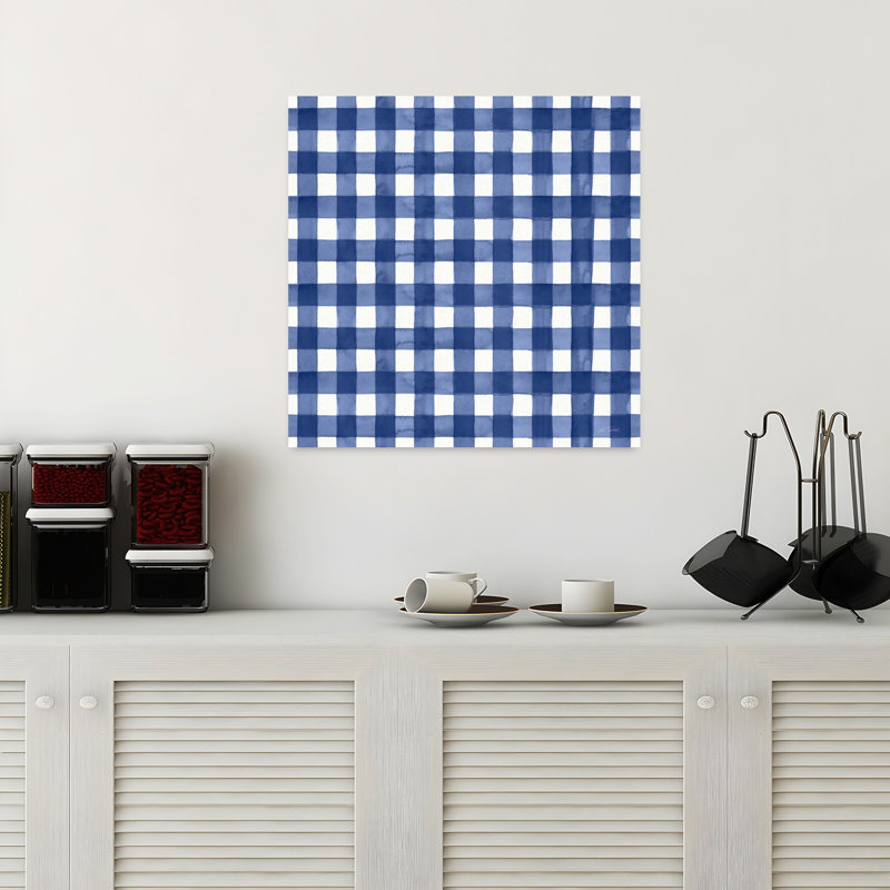 Motif contemporain Le Citron avec motif à carreaux bleus, H 18 po x l 18 po