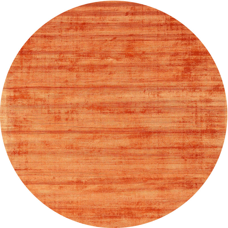 Tapis contemporain orange, Rond 7 pi