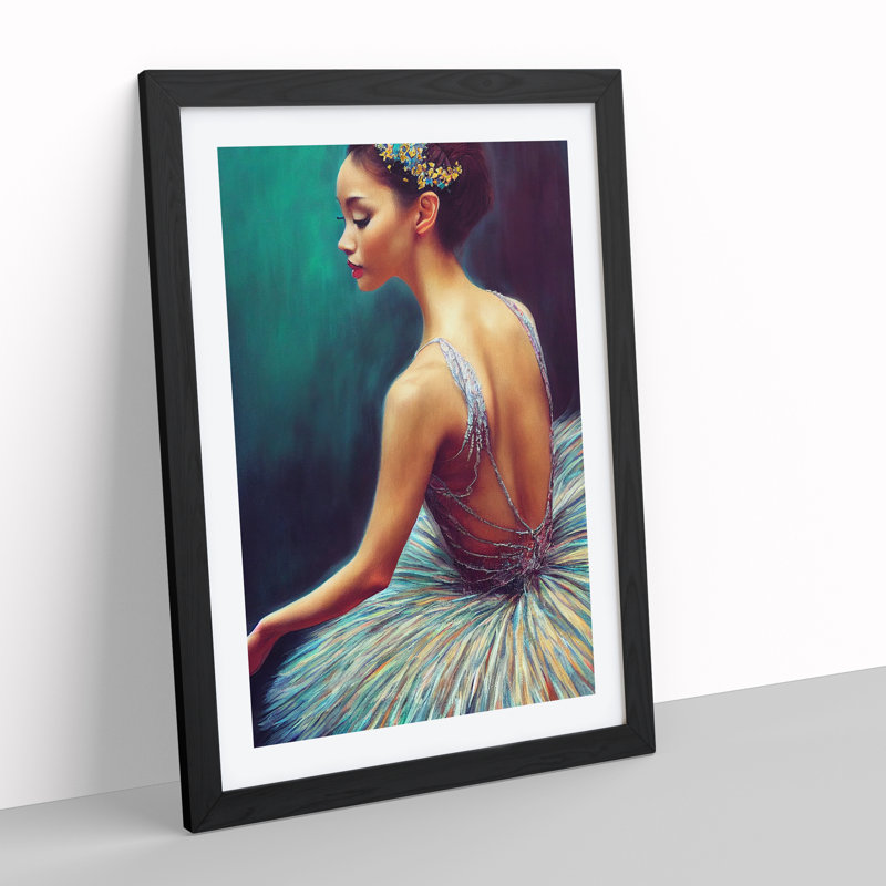 Beautiful Ballerina - Single Picture Frame Print, Black Framed, 64cm H x 46cm W x 2cm D
