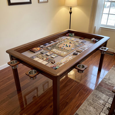 Table de jeu en bois massif avec plateau amovible pour 4 à 6 joueurs