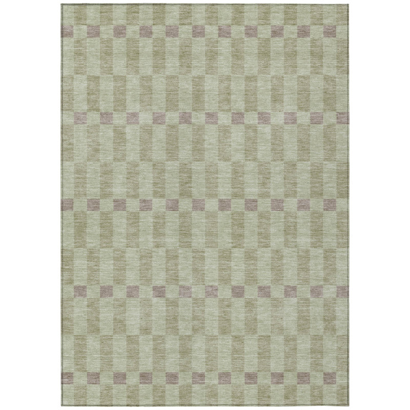 Machine Washable Indoor/Outdoor Chantille ACN2547 Geometric Rug, Celery, 3' x 5'