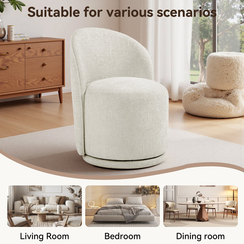 Chaise pivotante intégrée en tissu, Chenille sable clair