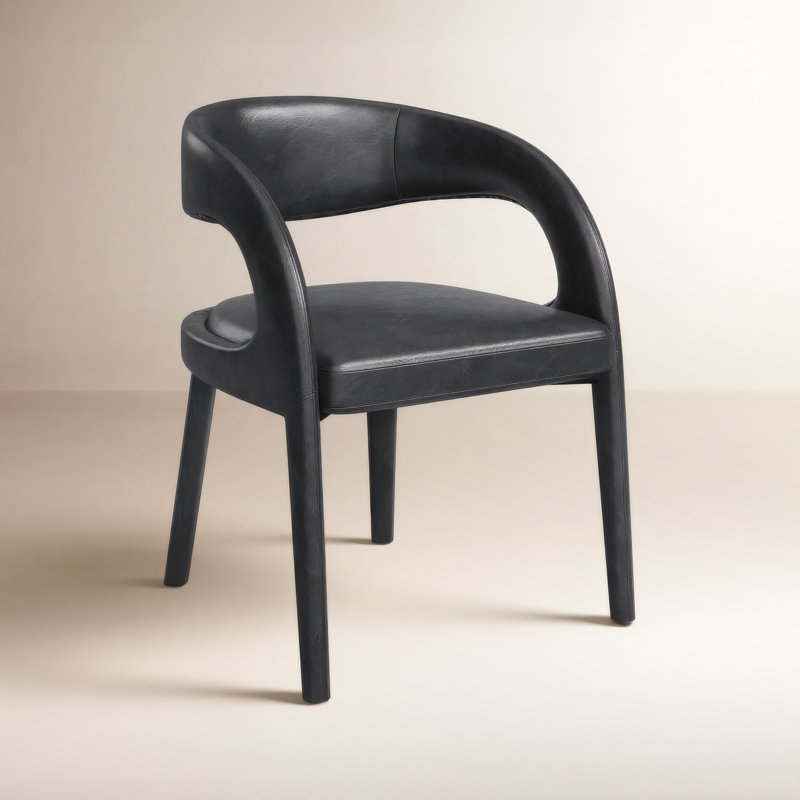 Hawkins Standard Upholstered Arm Chair, Sonoma Black Genuine Leather