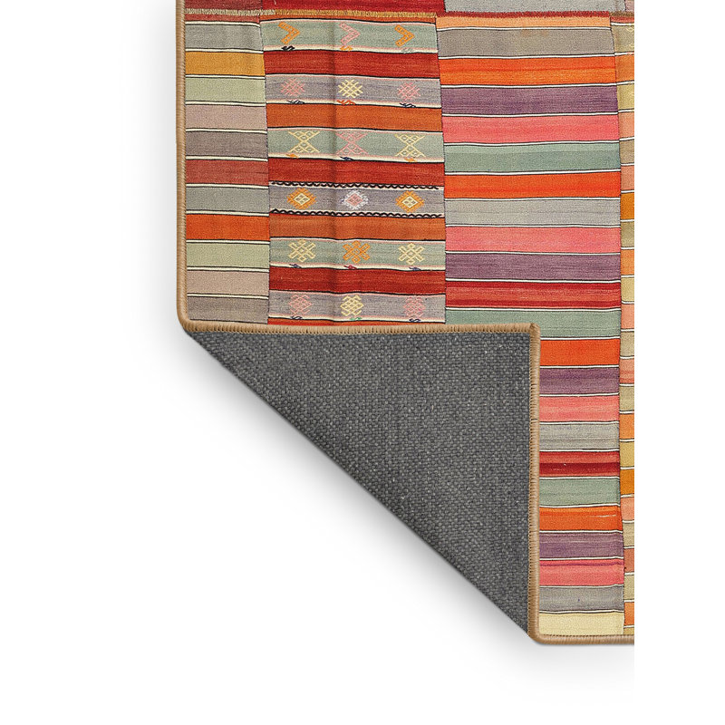 Tapis jaune / rouge / rose Glenven, Rectangle 8 pi x 12 pi