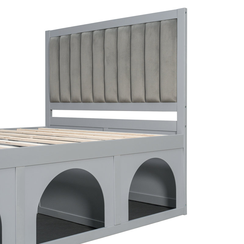 Structure de lit robuste Endicott, Gray, Double