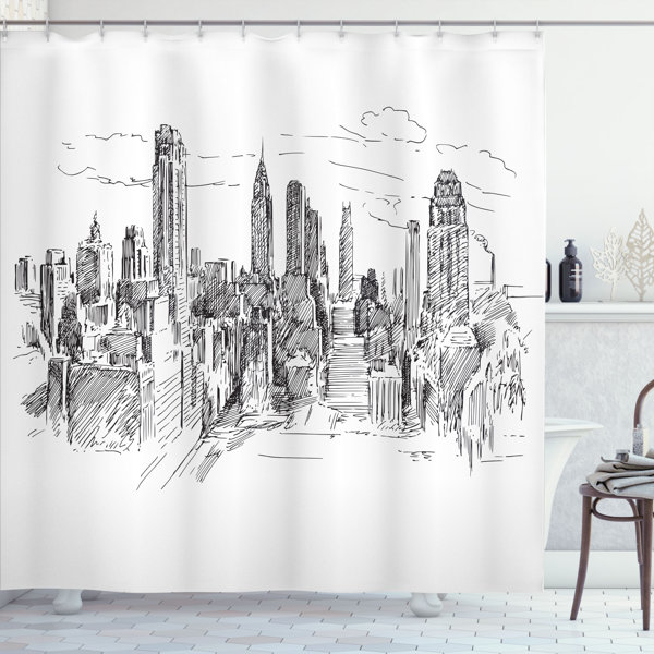 Ebern Designs Blondelle Shower Curtain with Hooks Included | Wayfair