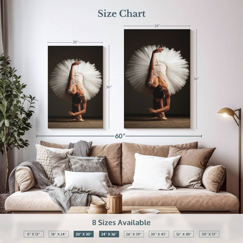 Enn Posed Ballet Dancer, 36" H x 24" W