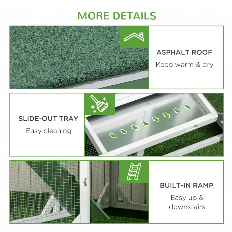 Deera 13 Square Feet Chicken Coop with Chicken Run and Roosting Bar for up to 4 Chickens