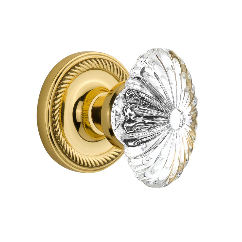 Crystal Fluted Oval Interior Mortise Door Knob with Rope Rosette Nostalgic Warehouse 