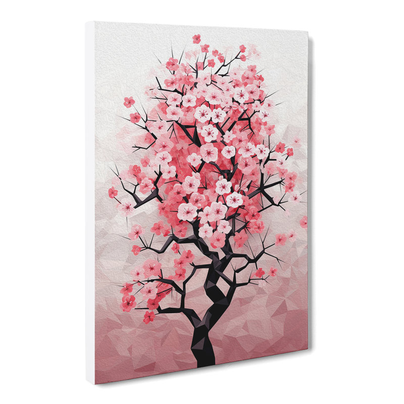 Cherry Blossom Tree Geometric No.2 - No Frame Print, 76cm H x 50cm W x 3cm D