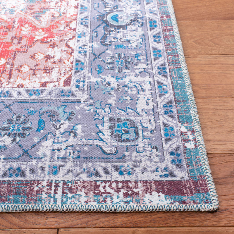 Hallel Performance Machine Washable Oriental Rug, Square 6'7"