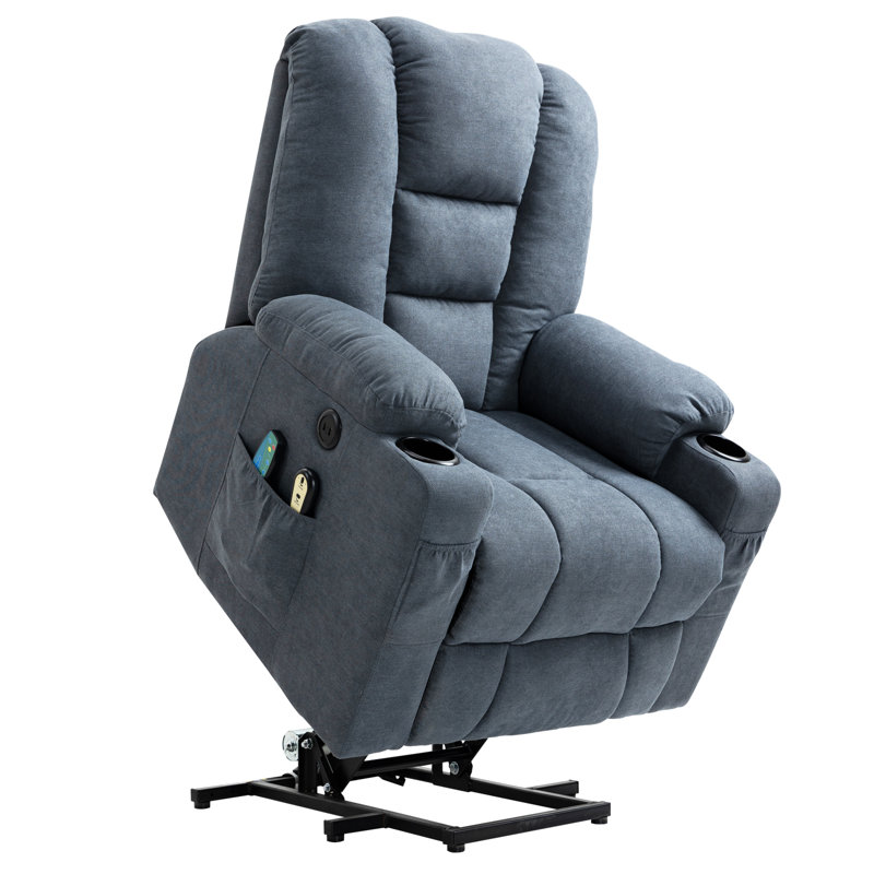 Fauteuil releveur Ã©lectrique pour personnes Ã¢gÃ©es avec 2 tÃ©lÃ©commandes, ports USB, porte-gobelets et poches latÃ©rales pour le salon