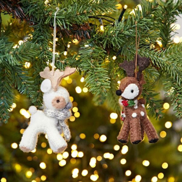 7cm Handmade Wool / Felt Hanging Figurine Ornament, Brown