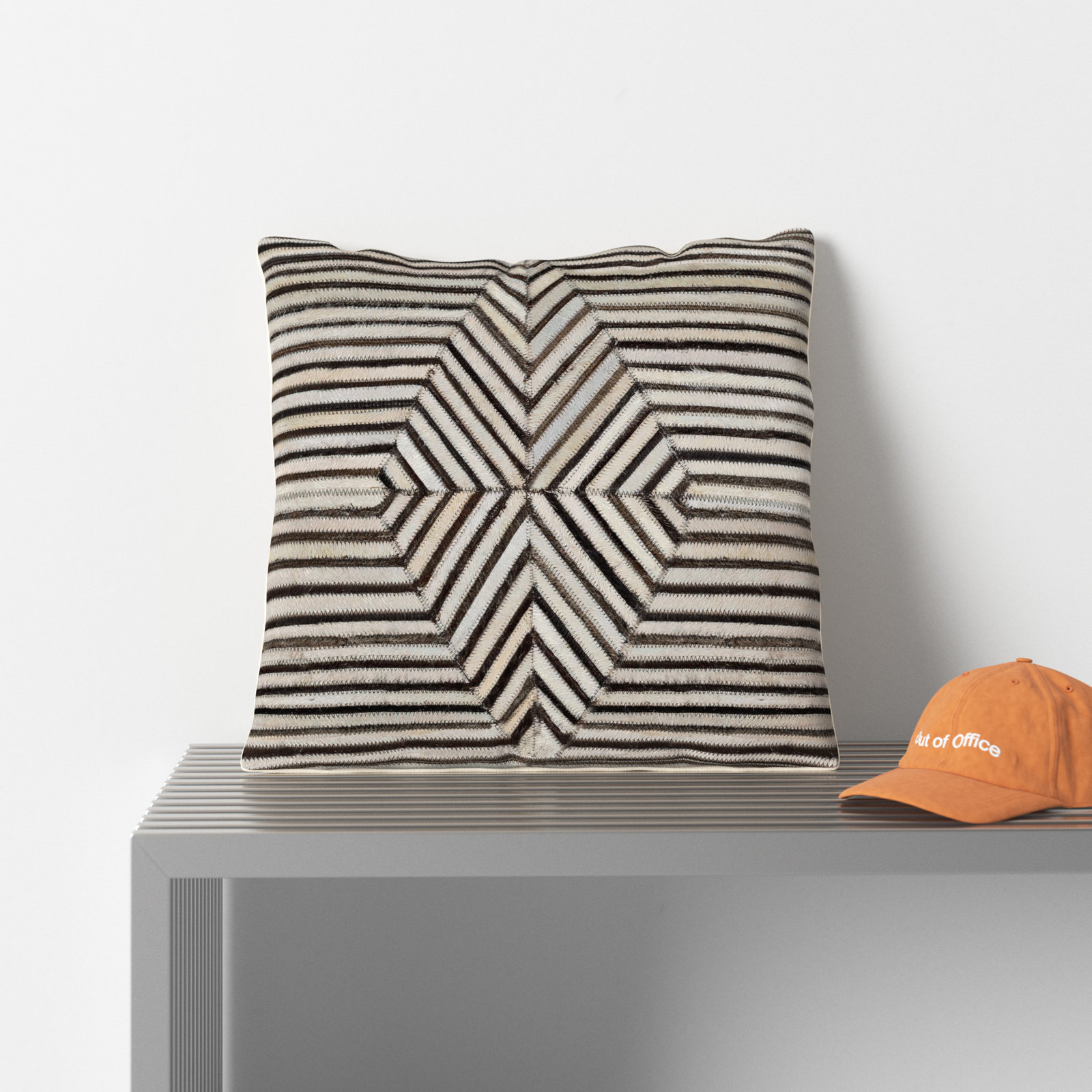 Coleridge 20" x 20" Cotton Throw Pillow, Down, Dark Brown/Cream Stripped