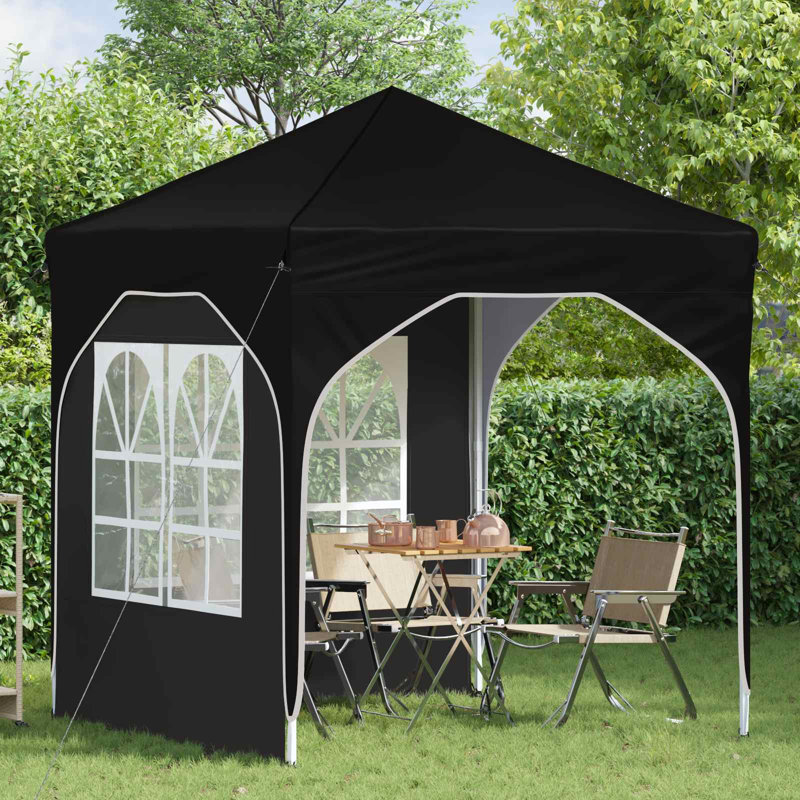 Vidaxl Pop-Up Party Tent 210D Oxford With Silver Coating, 192cm W x 192cm D, Black