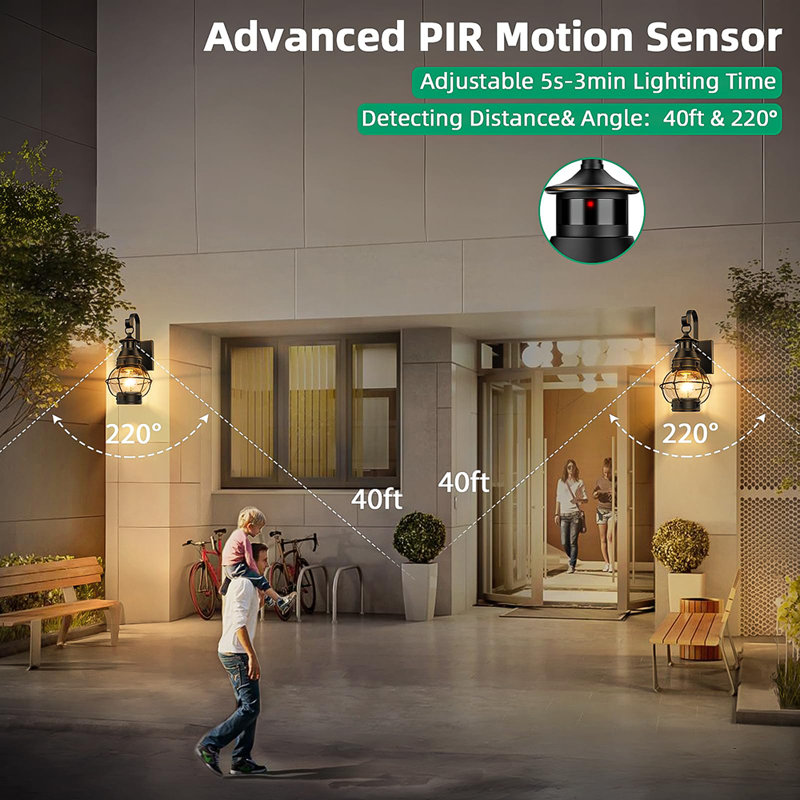 2 Packs Motion Sensor Outdoor Porch Light for House,Outdoor Wall Light Fixtures Wall Mount, Waterproof Aluminum Exterior Light for Garage Doorway Balcony(Bulb NOT Included)