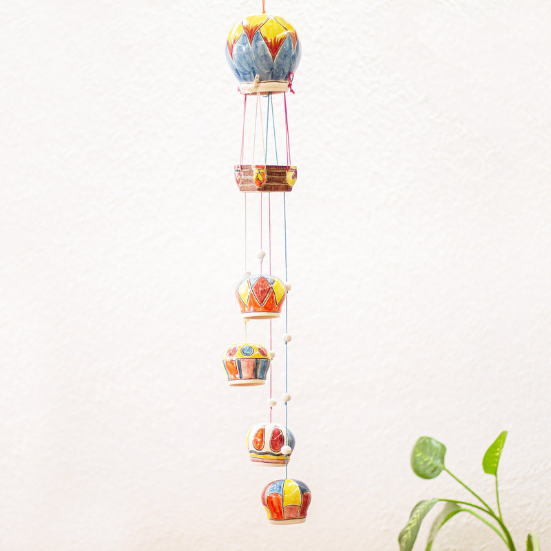 Handcrafted Colorful Ceramic Hot-Air Balloon Wind Chime