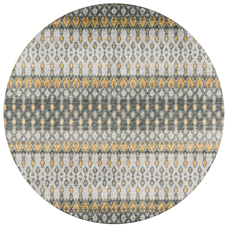 Antrel Chenille Ikat Indoor / Outdoor Rug, Round 8'