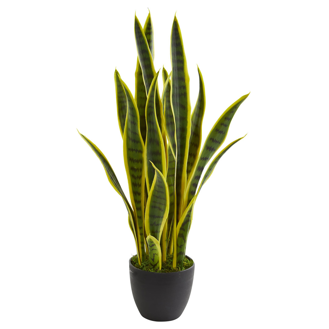26'' Faux Foliage Plant in Planter Primrue