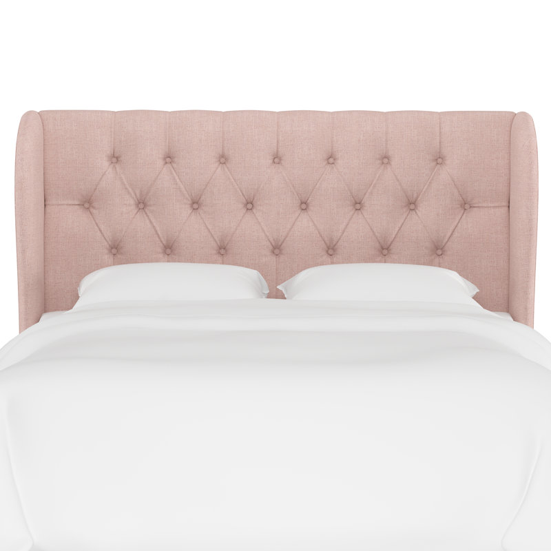 Tomey Upholstered Headboard, Full, Zuma Rosequartz Textured Linen