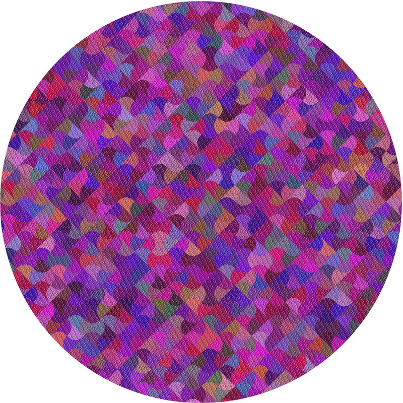 Tapis rouge/rose tissé à la machine, Rond 4 pi