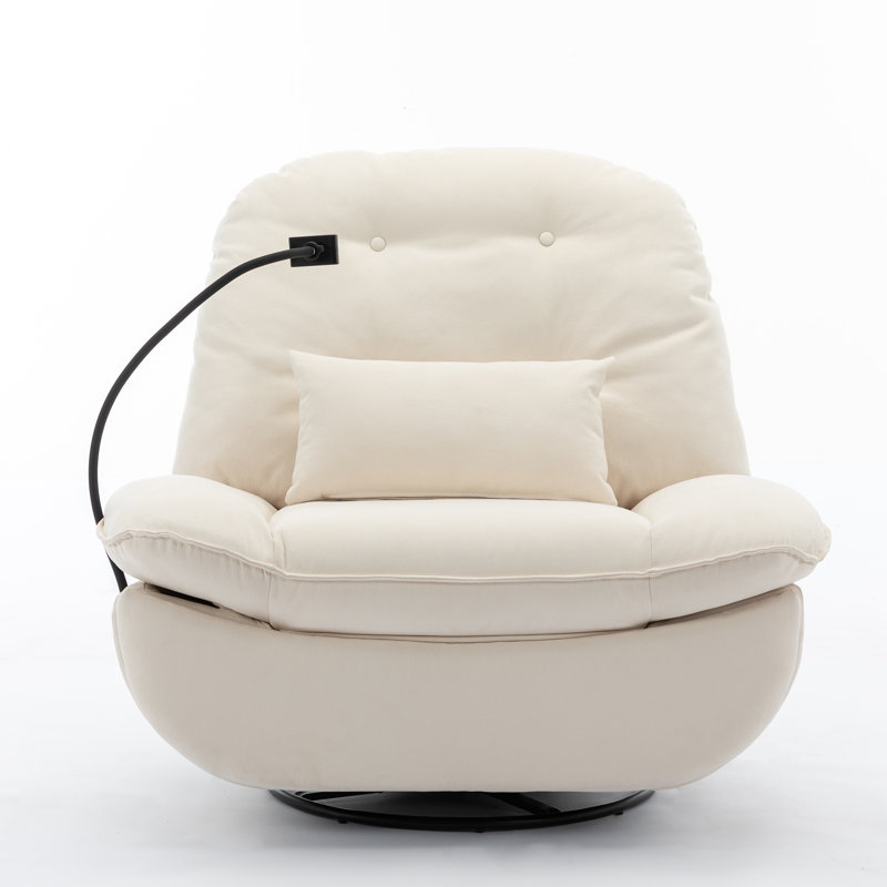 Canapé inclinable et pivotant à 360 degrés Rhowyn Power, 100 % polyester crème